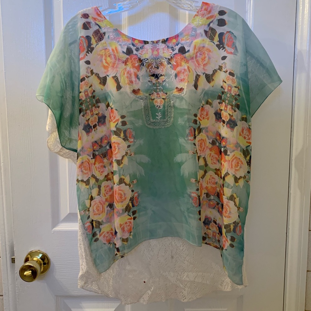 Floral Poncho Blouse
